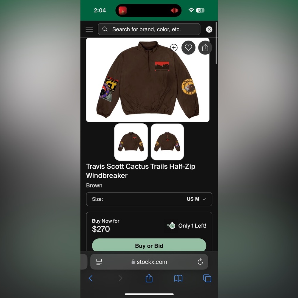 Travis Scott catch’s trails windbreaker